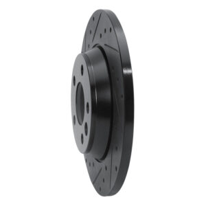 R1 01-03 Volkswagen EuroVan Rear Left Drilled & Slotted Black Brake Rotor - Image 2