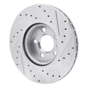 R1 01-03 Volkswagen EuroVan Front Left Drilled & Slotted Silver Brake Rotor - Image 3