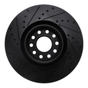 R1 99-04 Audi S6 Front Right Drilled & Slotted Black Brake Rotor - Image 4