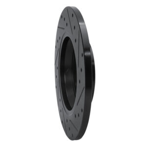 R1 01-03 Volkswagen EuroVan Rear Left Drilled & Slotted Black Brake Rotor - Image 4