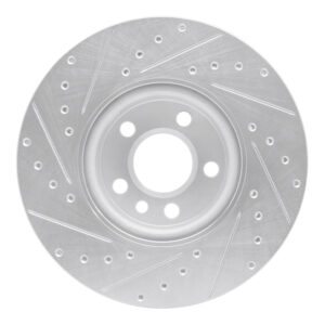 R1 01-03 Volkswagen EuroVan Front Right Drilled & Slotted Silver Brake Rotor - Image 2