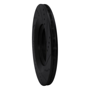 R1 07-11 Audi S6 Rear Left Drilled & Slotted Black Brake Rotor - Image 2