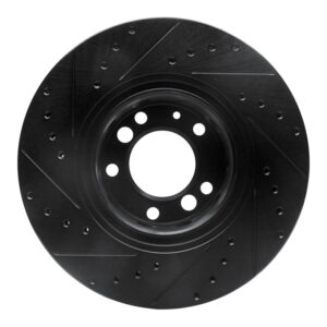 R1 91-93 BMW M5 Front Right Drilled & Slotted Black Brake Rotor - Image 3