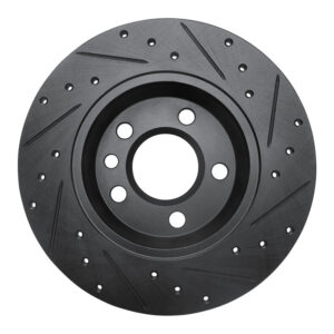 R1 01-03 Volkswagen EuroVan Rear Left Drilled & Slotted Black Brake Rotor - Image 5