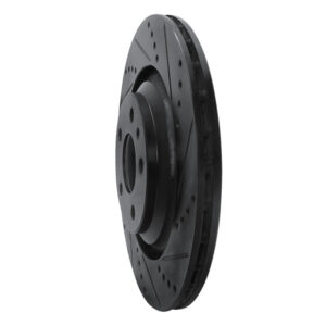 R1 07-11 Audi S6 Rear Right Drilled & Slotted Black Brake Rotor - Image 3