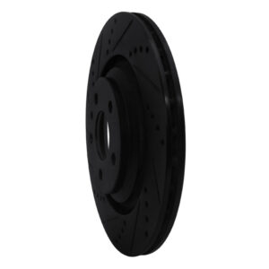 R1 07-11 Audi S6 Rear Left Drilled & Slotted Black Brake Rotor - Image 3