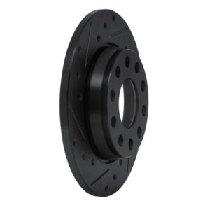 R1 01-03 Volkswagen EuroVan Front Left Drilled & Slotted Black Brake Rotor - Image 2