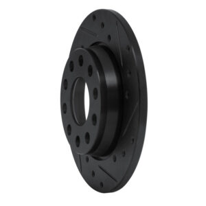 R1 01-03 Volkswagen EuroVan Front Right Drilled & Slotted Black Brake Rotor - Image 3