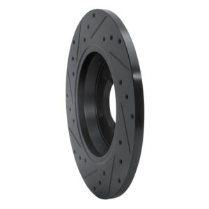R1 2001-2003 Volkswagen EuroVan Rear Right Drilled & Slotted Black Brake Rotor - Image 3
