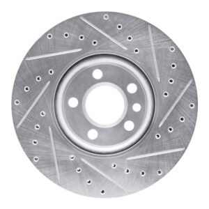 R1 01-03 Volkswagen EuroVan Front Left Drilled & Slotted Silver Brake Rotor - Image 4