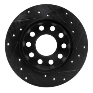 R1 01-03 Volkswagen EuroVan Front Left Drilled & Slotted Black Brake Rotor - Image 4