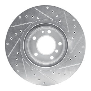 R1 93-97 BMW 850CI Front Left Drilled & Slotted Silver Brake Rotor - Image 2