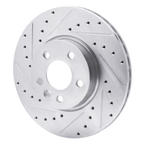 R1 01-03 Volkswagen EuroVan Front Left Drilled & Slotted Silver Brake Rotor - Image 5