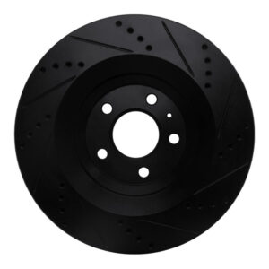 R1 07-11 Audi S6 Rear Left Drilled & Slotted Black Brake Rotor - Image 4