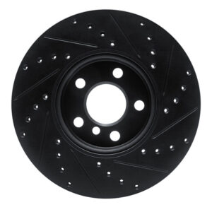 R1 16-24 Mini Cooper Countryman Front Left Drilled & Slotted Black Brake Rotor - Image 3