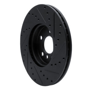 R1 16-24 Mini Cooper Countryman Front Left Drilled & Slotted Black Brake Rotor - Image 5