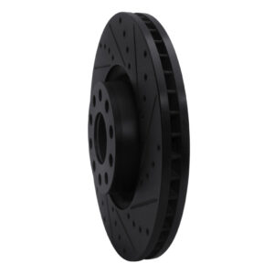 R1 99-04 Audi S6 Front Right Drilled & Slotted Black Brake Rotor - Image 5
