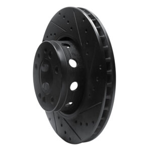 R1 91-93 BMW M5 Front Right Drilled & Slotted Black Brake Rotor - Image 5