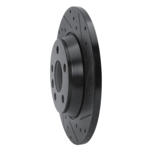 R1 2001-2003 Volkswagen EuroVan Rear Right Drilled & Slotted Black Brake Rotor - Image 5