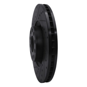 R1 99-04 Audi S6 Front Left Drilled & Slotted Black Brake Rotor - Image 4