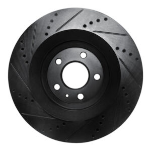 R1 07-11 Audi S6 Rear Right Drilled & Slotted Black Brake Rotor - Image 4