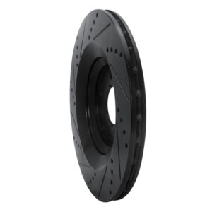R1 07-11 Audi S6 Rear Right Drilled & Slotted Black Brake Rotor - Image 5