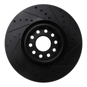 R1 99-04 Audi S6 Front Left Drilled & Slotted Black Brake Rotor - Image 5