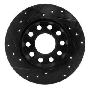 R1 01-03 Volkswagen EuroVan Front Right Drilled & Slotted Black Brake Rotor - Image 4