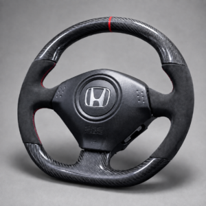 Honda Three-Spoke Carbon-Fiber & Perforated Leather Custom Steering Wheel - Image 3