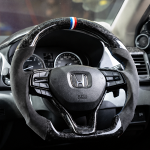 Honda City GN2 / GN5 Forged Carbon & Alcantara D-Shape Custom Steering Wheel - Image 3