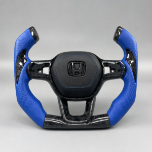 2025 Honda Civic Touring Aircraft Forged Carbon & Royal Blue Leather Custom Steering Wheel with Paddle Shifters - Image 3