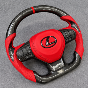 Lexus GS / ES / RX 350 Red Leather & Carbon Fiber Flat-Bottom Custom Steering Wheel - Image 7