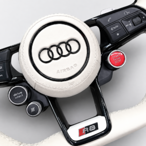 Audi R8/TT-Style White Leather Flat-Bottom Multifunction Custom Steering Wheel - Image 5