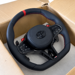 Toyota GR Supra Custom Carbon-Fiber Flat-Bottom Steering Wheel with M1/M2 Buttons & Airbag - Image 4