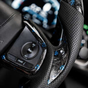 Honda Civic FC Blue-Glitter Forged Carbon-Fiber Flat-Bottom Custom Steering Wheel - Image 5