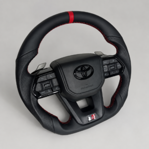 Toyota GR Hilux 2023–2024 Flat-Bottom Leather Multifunction Custom Steering Wheel - Image 4