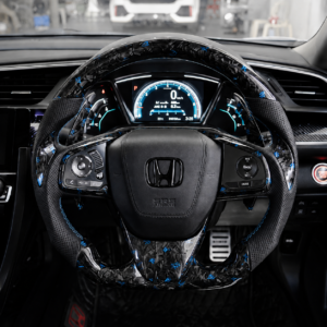 Honda Civic FC Blue-Glitter Forged Carbon-Fiber Flat-Bottom Custom Steering Wheel - Image 7