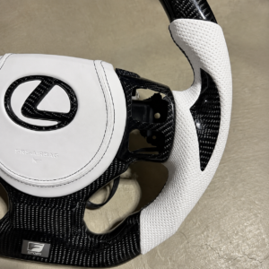 2017–2025 Lexus IS300/IS350/RC350/RC F Carbon Fiber & White Leather Custom Steering Wheel - Image 4