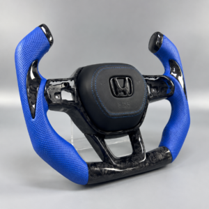 2025 Honda Civic Touring Aircraft Forged Carbon & Royal Blue Leather Custom Steering Wheel with Paddle Shifters - Image 5