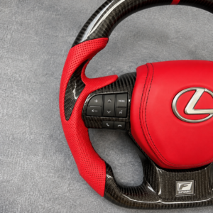 Lexus GS / ES / RX 350 Red Leather & Carbon Fiber Flat-Bottom Custom Steering Wheel - Image 4