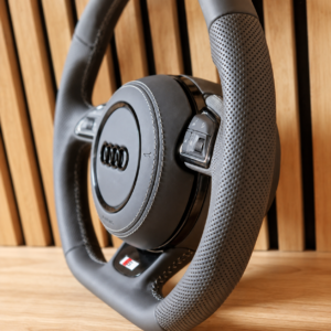 Audi S-Line Flat-Bottom Smooth & Perforated Leather Custom Steering Wheel - Image 3