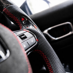 Honda Civic 11th Gen Red-Flake Forged Carbon Flat-Bottom Custom Steering Wheel - Image 5