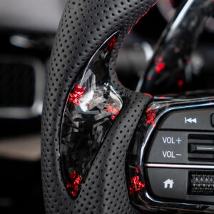 Honda Civic 11th Gen Red-Flake Forged Carbon Flat-Bottom Custom Steering Wheel - Image 6