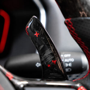 Honda Civic 11th Gen Red-Flake Forged Carbon Flat-Bottom Custom Steering Wheel - Image 3