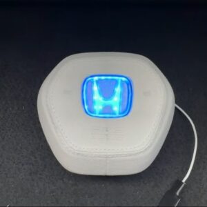 Honda White Marble Forged Carbon Flat-Bottom Custom Steering Wheel with LED Emblem - Image 3